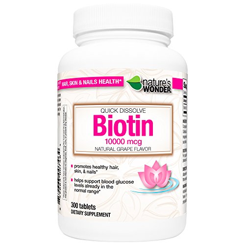 Nature s Wonder Biotin 10000mcg Quick Dissolve Tablets, 300 Count
