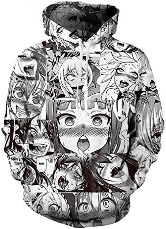 Anime Ahegao Funny 3D Print Hoodies Joggers Hipster Sexy Cartoon Street Wear Brand Clothing 2 Pieces Set Color Ahegao Hoodies Xxxl