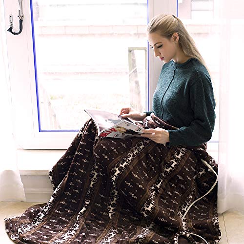 Tefici Washable Heated Throw Blanket with Fast Heating Technology, 3 Temperature Settingsï¼ŒOverheating Protection and Auto Shut Off 50â€x 60â€(Moose Pattern)