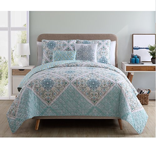 Vcny home windsor 5 piece reversible quilt cover set, k…