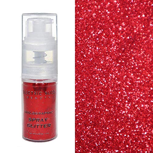 10 Grams ✮ Red Holographic Glitter Spray ✮ Cosmetic Grade ✮ Makeup Face Body Nail Festival Rave Beauty Craft ✮ Made In USA ✮ (True Red)