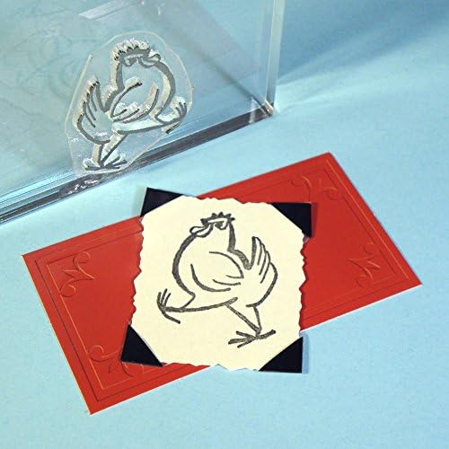 Hen Chicken Stamp, clear polymer cling 1.5"x1.25", includes storage case and block mount