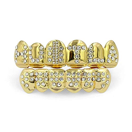 Davitu MATHALLA Aliexpress Sells European and American Gold Grillz Letters Hustla Hip-hop Gold Grillz Teeth Grills - (Metal Color: Gold Set)