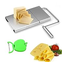 Keledz Cheese Slicer Stainless Steel Wire Butter Cutter with Serving Board for Hard and Semi Hard Cheese Butter Sausage, 5 Wires Included