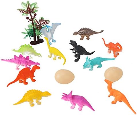 Yarssir 24 Pieces Mini Assorted Plastic Dinosaurs Toy Set Party Favors Toys For Kids Boys Toddler Educational and Cake Toppers
