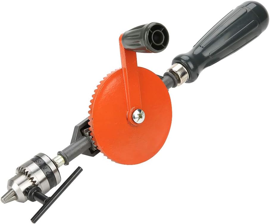 Portable Hand Crank Drill Double Pinions Manual Drill with 1 Wrench 1