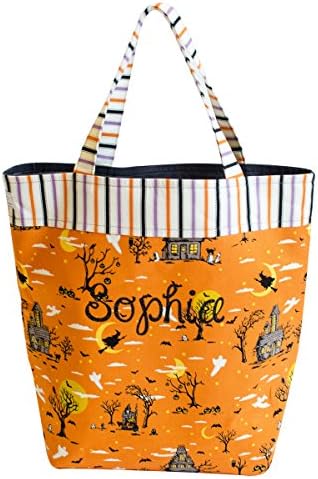 Personalized Trick Or Treat Halloween Tote Bag | Handmade Candy Sack for Girls | HL0002