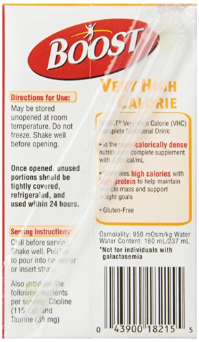 Boost VHC Very High Calorie Complete Nutritional Drink, Very Vanilla, 8 fl oz Box, 27 Pack
