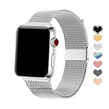 Letuboner Compatible for Apple Watch Band 38mm 40mm 42mm 44mm,Wristband Mesh Loop with Adjustable Magnetic Closure Replacement Bands for iWatch Series 1/2/3/4 (Silver, 38mm/40mm)