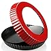 Homder 2 Pack 8.8 Inches Non-Stick Removable Loose Round Bottom Quiche Tart Pan, Tart Pie Pan,Pizza Disk Round Tart Quiche Pan with Removable Base(Red and Black)