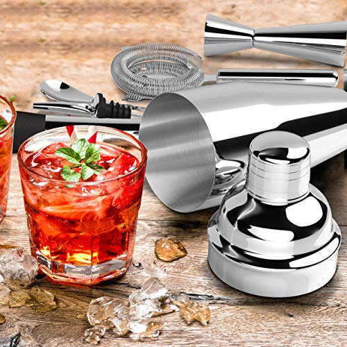 All-inclusive Bar Set | Professional Home Bartender Cocktail Shaker Set | Includes a Recipe Book & All Necessary Bar Tools and Accessories | Impressive Gift for Men! (Silver) - Thumbnail 2
