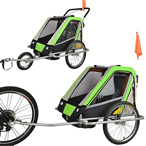 Suspension Children Bicycle Trailer & Jogger Combo Green 50304ã€‚