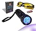 Ciao Chow Compact and Bright LED UV Blacklight Flashlight - Pet Urine Detector Kit - Free Safety Glasses, Batteries, and User Guide Included