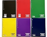 Norcom 1 Subject, Wide Ruled, 70 Sheet Notebooks (6 Pack Of Various Colors)