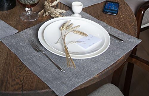 ThingStore Napkins (Set of 2) 100% Linen 15x18" Grey Herringbone Genuine Hand Crafted