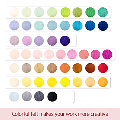 Jeteven Roving Wool 50 Colors Felting Fibre Set with 2 Beginner Mold Kit - Thumbnail 4