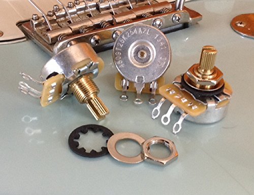 Lot of 3 (3X) CTS 450G Series 250K Vintage-style Short Split Shaft Audio Taper Potentiometers for Stratocaster - Thumbnail 2