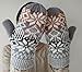 YAN & LEI Women's Knitted Snowflake Mittens Gloves with Elastic Cuffs for Winter Color Grey