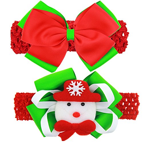 Kids Bows Hair Wide Band Headband Baby Girls Boys Children Red & Green Santa Claus Christmas Gift