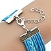 RIUDA Fashion Women Lovely Infinity Owl Pearl Friendship Multilayer Charm Leather Bracelets Gift (Blue )