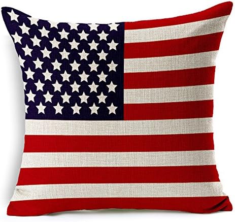 Newweic 18 x 8 inch Throw Pillow Case American Flag Printing Cushion Cover Decorative Cotton Blend Linen Pillowcase for Home Sofa Car Hotel Decor (USA)