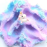 GoodGoodStudy--Blue and Pink Fluffy Cloud Slime with a Unicorn Toy, Non-Sticky Floam Slime Stress Relief Toy Scented DIY Sludge Toy for Girls and Boys(150ml)
