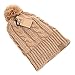 MIRMARU Winter Oversized Solid Color Cable Knitted Pom Pom Beanie Hat with Fleece Lining.(Khaki)