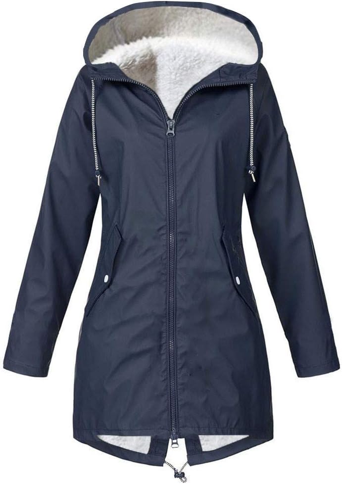 TIMEMEAN Winter Women Autumn Casual Daily Coats Women Solid Rain Jacket Outdoor Plus Waterproof Hooded Raincoat Windproof