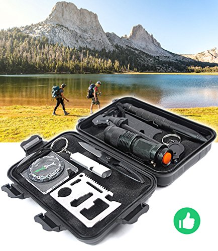 Emergency survival gear kit, 10 in 1 outdoor survival t…