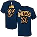 adidas Lebron James Youth Cleveland Cavaliers Navy Name and Number Jersey T-Shirt Medium 10-12