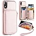 iPhone XR Wallet Case, ZVE for iPhone XR Case with Credit Card Holder Slot Shockproof Protective Leather Wallet Zipper Pocket Purse Handbag Wrist Strap Case for Apple iPhone XR 6.1