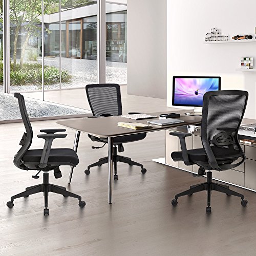 YAMASORO Mid-Back Mesh Office Chair Multifunction Swivel Chair,Computer Desk Task Chair with Adjustable Arms Black