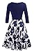 HOMEYEE Women's 1950s Vintage Elegant Cap Sleeve Swing Party Dress A009 (M, Dark Blue + 3/4 Sleeve)