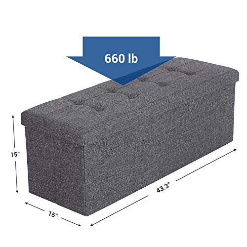 SONGMICS Folding Storage Ottoman Bench - Image 5