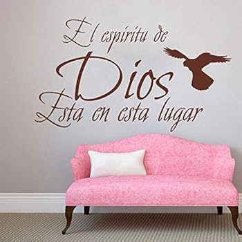 Bidsu Wall Decal Quote Words Lettering Decor Sticker Wall Vinyl Spanish Quote Wall Decal el espiritu de dios esta en este lugar Wall Sticker for Living Room Bedroom