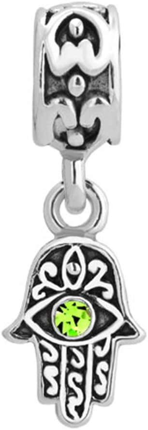 SexyMandala Hamsa Hand Blue Evil Eye Spacer Charms 12 Colors Cystal Dangle Beads Fit Pandora Bracelets