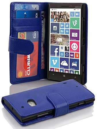 Cadorabo Hülle für Nokia Lumia 929/930 - Hülle in NEPTUN BLAU – Handyhülle mit 3 Kartenfächern - Case Cover Schutzhülle Etui 