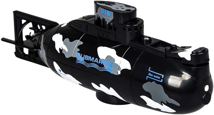 Mini Remote Control Submarine 3.7V Rechargeable Electric Toy Boat Professional Waterproof Simulated Submarine Ship 2.4GHz RC Speedboat for Kids & Adults (Color : Black)