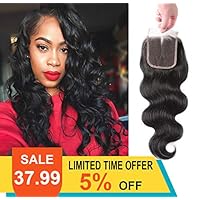 JOYFUL QUEEN 20 Inch Brazilian Human Hair Closure Middle Part 4x4 100% Unprocessed Body Wave Lace Closure Human Hair Natural Color