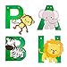 15pcs Jungle Animals Leaves Happy Birthday Banner, Cute Zoo Party Decoration Supplies for Woodland Garland Forest Themed Birthday Festival Party