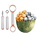 WAAO 3-in-1 Stainless Steel Melon Baller & Carving Knife & Fruit Scoop Set for Fruit Slicer Dig Pulp Separator and Carve