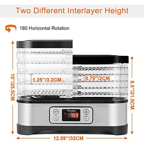 Food Dehydrator Machine, Jerky Dehydrator with Timer, Five Tray, LCD Display Screen/BPA Free/250Watt - Thumbnail 4