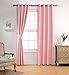 MIUCO Room Darkening Soild Grommet Blackout Curtains for Kids Bedroom Window Curtains Set of 2 52x84 Inch Pink, Bonus 2 Tie Backs Included