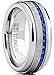 Metal Masters Men's Titanium Wedding Band Engagement Ring W/Blue Simulated Sapphire Cubic Zirconia Princess CZ 13