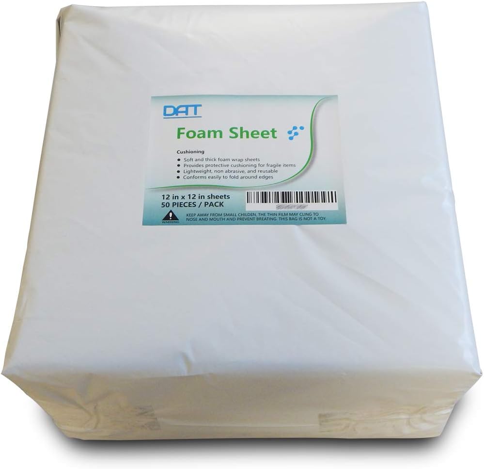 Foam Wraps, DAT 12" x 12" Foam Wrap Sheets Cushioning for Moving Storage Packing and Shipping Supplies, 50-Pack (White) (B0742Y1X9Y): Office Products