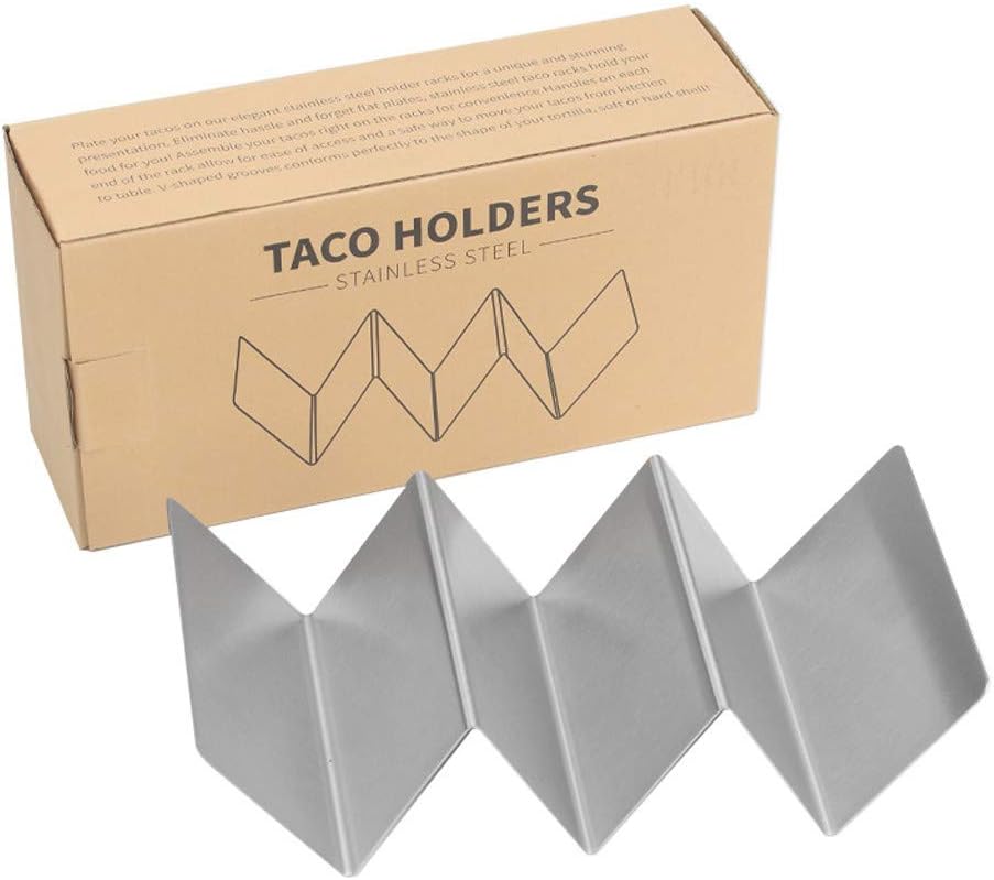 GorNorriss Taco Holder Oven Safe Taco Rack Stainless Steel, Wave Shape Taco Holder Stand Rack with Cup Kitchen Food Holders Perfect Panicakes Holder