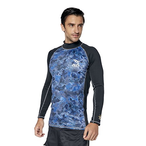 IST Unisex Long Sleeve Rash Guard (Small, White / Blue)
