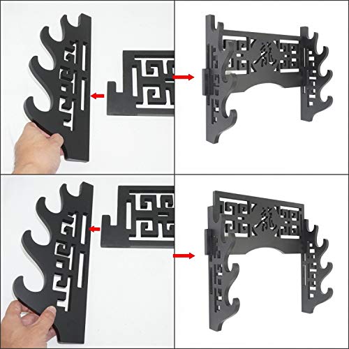 LZYC Sword Holder Wall Mount Samurai Sword Display Stand Sword Rack Hanger for Katana Wakizashi and Standard Swords Bushido 4layer - Thumbnail 2