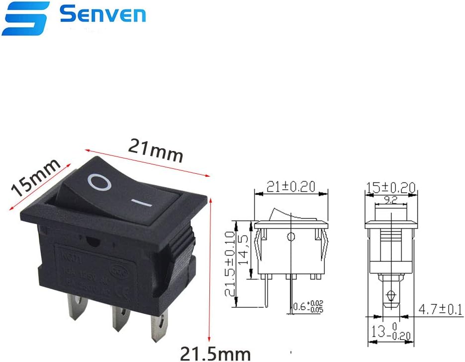 Senven 20Pcs ON/OFF Toggle Switch, 2 Strokes Mini Boat Rocker Switch Automotive Switch AC 6A / 250V, 10A / 125V - Image 3