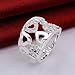 NYKKOLA Beautiful 925 Jewelry Austrian Crystal Hollow Heart Sweet Love Silver Ring Band(O)